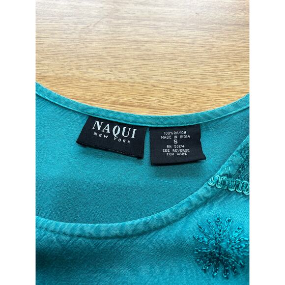 Vintage 90s Y2K Naqui New York Boho Babydoll Embroidered Midi Dress Size Small - Picture 7 of 7